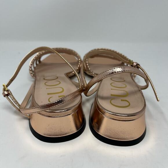 Gucci Ketty Horsebit Braided Metallic Sandals Pink size 38 EU 8 US - Picture 11 of 11